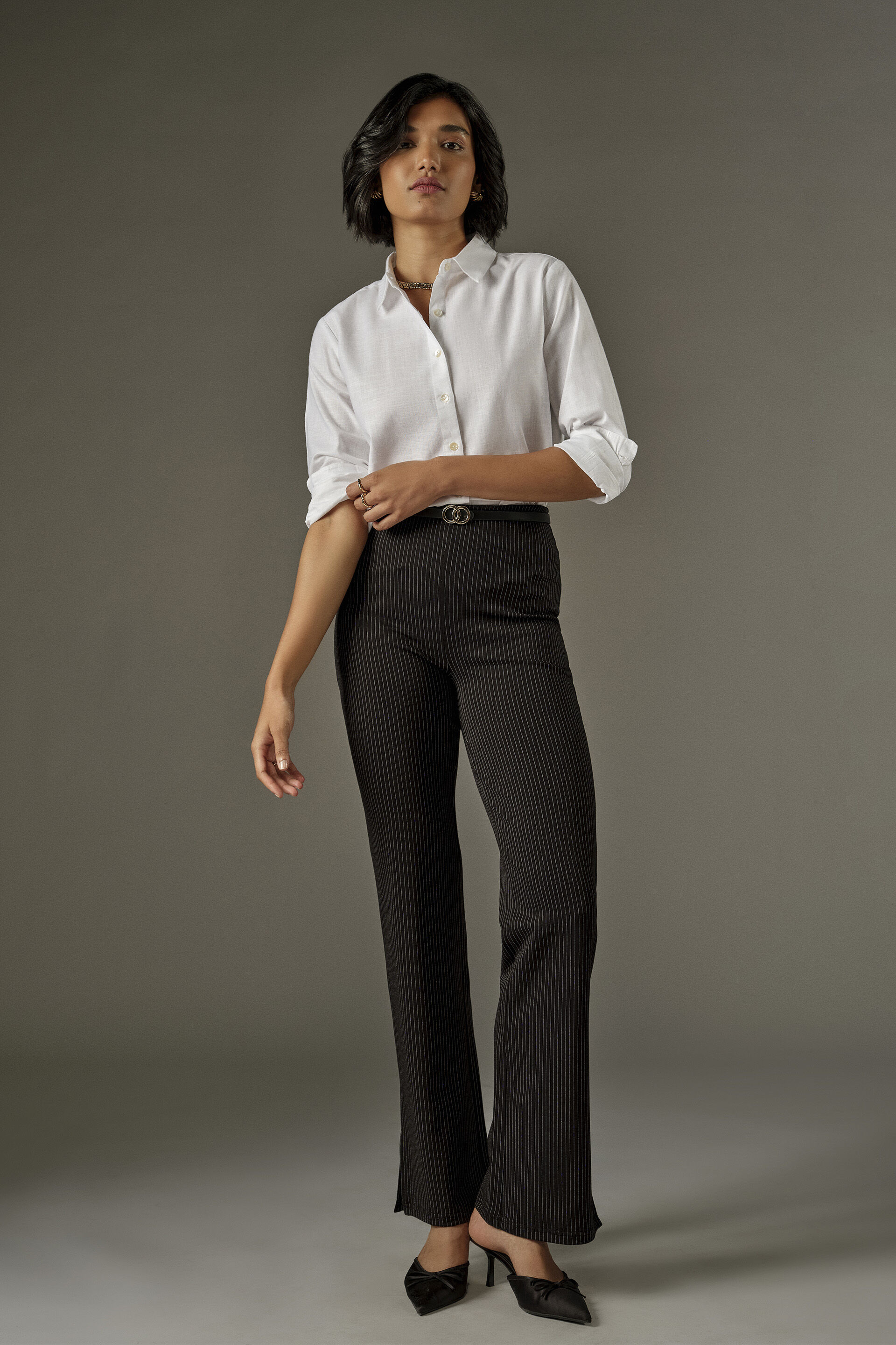 Full Sleeves Cotton Shirt in White, White, image 3